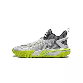 Баскетбольные кроссовки Li Ning Kids из синтетической кожи с цветным логотипом и принтом в виде блоков, износостойкие, низкие, детские баскетбольные кроссовки серые YKBU068-9 36