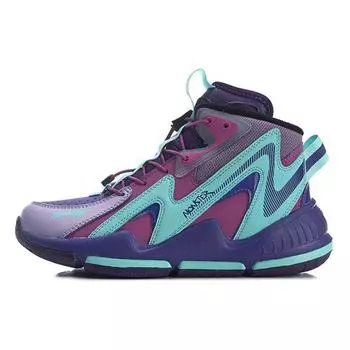 Баскетбольные кроссовки Li Ning Monster 0.2 с амортизирующими износостойкими высокими верхами, детские баскетбольные кроссовки синего и фиолетового цветов YKBQ052-31 33