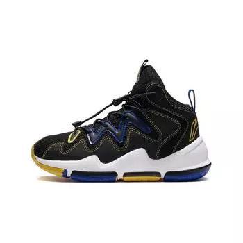 Баскетбольные кроссовки Li Ning Pioneer TD 2.0 с противоскользящей амортизацией, износостойкие, с отскоком, средней высоты, детские баскетбольные кроссовки черного и желтого цвета YKBS006-5 37