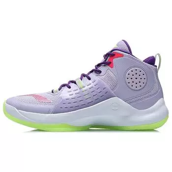 Баскетбольные кроссовки Li-Ning с высоким верхом, противоскользящие и прочные, унисекс, фиолетово-зеленые ABAR065-3 43