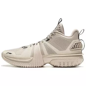 Баскетбольные кроссовки Li Ning Storm 2024 WNTR Badfive легкие, с отскоком, прочные, устойчивые, амортизирующие, противоскользящие, с высоким верхом, мужские кроссовки бежевого цвета ABFU051-3 40