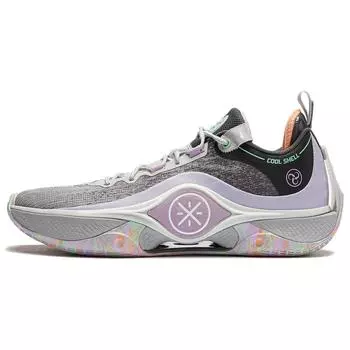 Баскетбольные кроссовки Li Ning Wade Phantom 5 V2, удобные, повседневные, легкие, с низким верхом, мужские, серые, фиолетовые, ABPU009-7 42