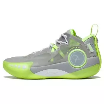 Баскетбольные кроссовки Li Ning Wade Phantom 3 с амортизацией и противоскользящими свойствами, прочные, среднего размера, мужские кроссовки серо-зеленого цвета ABPS041-4 41