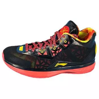Баскетбольные кроссовки Li Ning Wade Way 4 с комфортом, амортизацией, нескользящие, износостойкие, средней высоты, мужские, черные, оранжевые, ABAL069-1 44