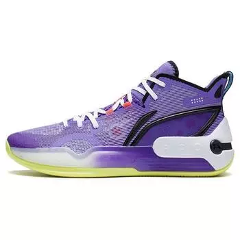 Баскетбольные кроссовки Li Ning Yu Shuai 16 с амортизацией, противоскользящие, прочные, среднего размера, мужские баскетбольные кроссовки фиолетово-желтого цвета ABAS053-2 41