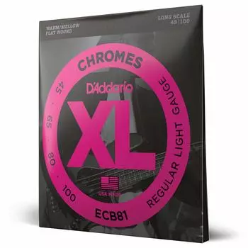 Басовая струна с плоской обмоткой и длинной мензурой ECB81 D Addario .045-.100 []