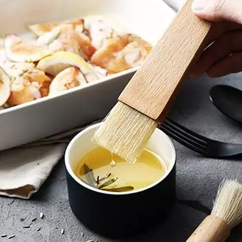 Basting Pastry Brush Comfortable Grip Eucalyptus Washable Reusable Oil Sauce Barbecue Grill Brushes for Kitchen