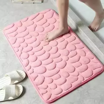 Bathroom Living Room Non-Slip Mat Memory Foam Embossed Velvet Carpet Cobblestone Floor Mat Home Furnishings