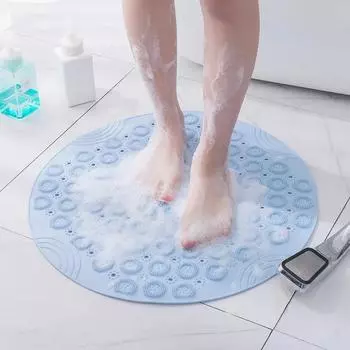 Bathroom Mat Anti-slip Sucker Round PVC Bath Mat with Drain Hole Silicone Bathing Rugs Foot Massage Pad Bathtub Soft Shower Mat 30 x 30cm розовый