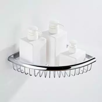 Bathroom pendant bathroom storage basket silve antique brushed brass triangle basket Single bathroom corner rack wide side corne серебряный