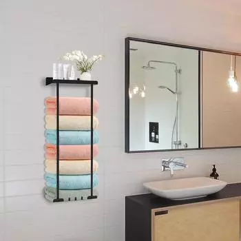 Bathroom retractable towel storage rack