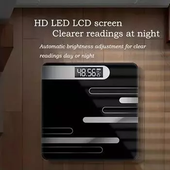 Bathroom Scales Floor Body Scale Digital Weight Scale Glass Electronic Smart Scales LCD Display Body Weighing Scale чёрный