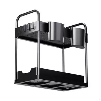 Bathroom Storage with Hooks Spice Rack Shelves Vanity Organizer for Kitchen