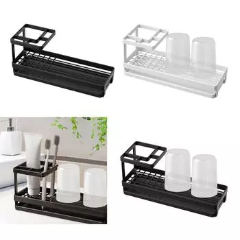 Bathroom Toothbrush Holder, Bathroom Toothpaste Organizer, Multifunctional Toothbrush Toothpaste Storage Organizer, чёрный