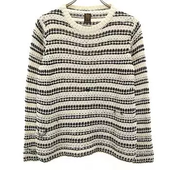BATONER Border Pattern Long sleeve knit 1 Ivory Women Used