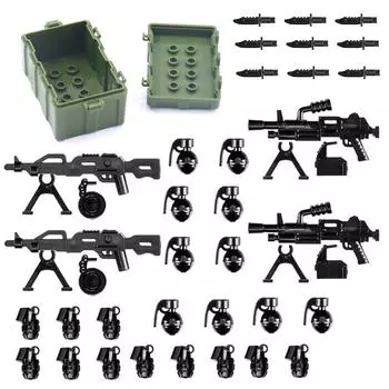 Battle Blocks Bricks Weapons Pack Военное оружие Аксессуары Немецкое оружие Второй мировой войны Игрушки Военное снаряжение Совместимо с основными брендами