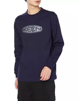 БАЗОВАЯ ФУТБОЛКА С ДЛИННЫМ РУКАВОМ С ЛОГОТИПОМ L [Keen] футболка ТЕМНО-СИНИЙ/СЕРЫЙ