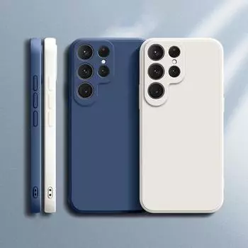 Базовый чехол для телефона Samsung Galaxy S21 ULtra S22 S23 fe S24 Plus S24 Ultra 5G Fundas Matte Silicone Classic Противоударные чехлы Samsung S21 чёрный
