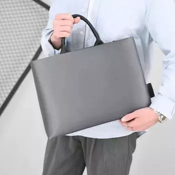 Базовый простой портфель на молнии, качественная прочная водонепроницаемая деловая сумка-портфель большой емкости чёрный