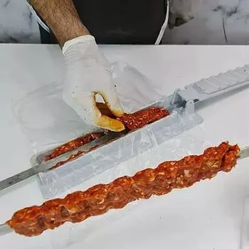 BBQ Meat Skewers Making Molds Single Row Kebab Maker Reusable Plastic for Outdoor Camping Barbecue Skewers Production BBQ Tools белый