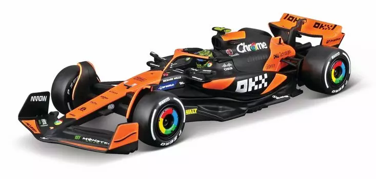 Bburago 2024 Модель Signature Series F1 McLaren MCL38 Lando Norris Race Sports Car Мини-автомобиль Литой автомобиль Полный продукт 1/43 #4 18-38215 (# 4) оранжевый