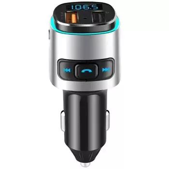 BC41 QC3.0 Быстрая зарядка Автомобильный Bluetooth MP3-плеер Автомобильный FM-передатчик Яркий цветной дисплей окружающего света Цифровой трубчатый дисплей серебряный