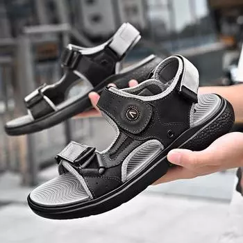 Beach Non-Slip Half Drag Hollow Out Men Outdoor Walking Shoe Summer Breathable Mens Shoes Casual All-match Stylish Cool Sandals 38 чёрный