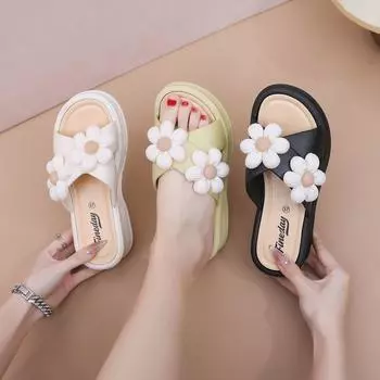 Beach Sandals Slides Slippers Wedges Soft Sole Non-Slip Floral Home Slippers for Women Slippers Woman 36-40