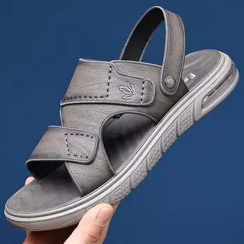 Beach shoes men s summer 2024 soft-soled casual sandals wear dual-purpose dad cool slippers with one pedal 38 чёрный