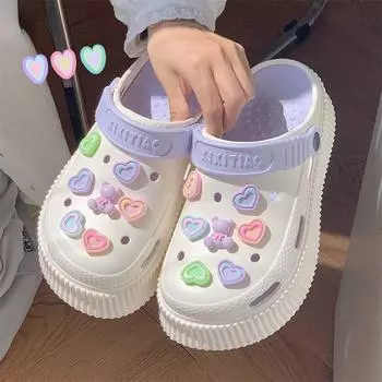 Beach Slippers Cute Rabbit Garden Shoes Women s Slippers 2024 Summer High Heeled Thick Bottom Soft Sandals Outdoor Shoes 36-37