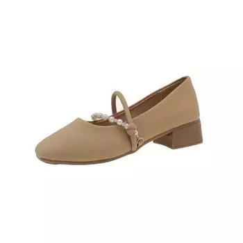 Beaded shallow mouth Mary Jane shoes summer new with skirt single shoes women s thick heel high heel women s shoes 34