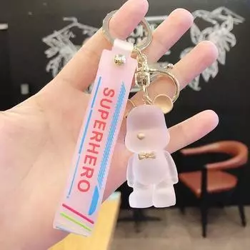 Bear Crystal Glass Doll Key Chain Acrylic Car Key Accessories Pendant Bag