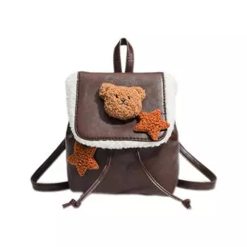 Bear Plush Teddy Printed Brown Backpack Outdoor Cute Casual Handbag Fashion