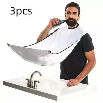 Beard Apron with 2 Suction Cups - Anti-Static Hair Cutting Cape for Beard Trimming and Grooming, Essential Barber Tool with Hair Catch Design 3pcs
