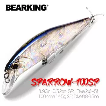 Bearking 10 см 15 г хорошая модель рыболовные приманки жесткая приманка 14 цветов на выбор качество профессиональный гольян глубина 0,8-1,5 м A