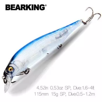 Bearking 115 мм 15 г Sp вольфрамовая весовая система, верхняя рыболовная приманка, кривошипный воблер Minnow, качественные рыболовные снасти, крючки для рыбалки A
