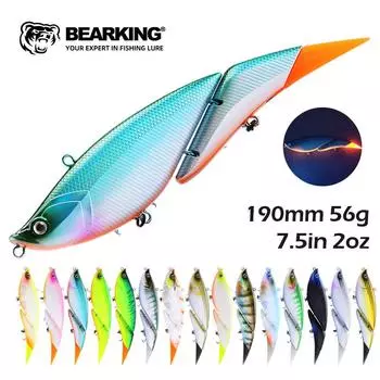 BEARKING Top Fishing Lure 190 мм 56 г 2 унции Сочлененные воблеры-минноу Корпус из АБС-пластика с мягким хвостом Мягкая приманка SwimBaits для щуки и окуня P190-A