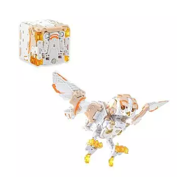 BEASTBOX 52TOYS BB-41 WHITENOISE Игрушка-трансформер Белый шум Трансформируется из кубика в игрушку-трансформера птицу/сову Окрашенная фигурка с высокой степенью подвижности