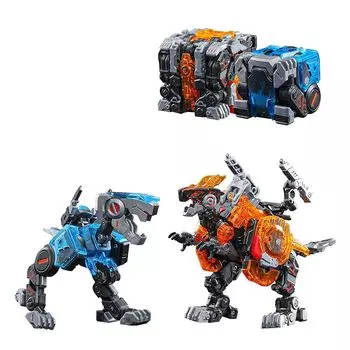 BEASTBOX 52TOYS BB-46PR&BB-02CR PYROMANCER&CRYOMANCER Pyromancer Cryomancer набор из 2-х предметов, трансформирующиеся игрушки. Трансформируется из куба в динозавра.