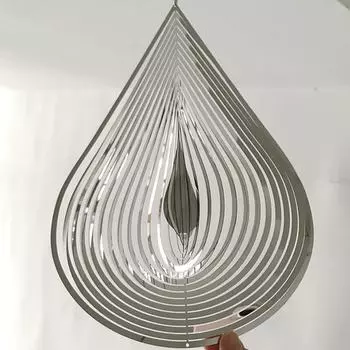 Beating Wind Spinner Drop Shape из нержавеющей стали 3D вращающийся колокольчик для музыки ветра 30*20cm