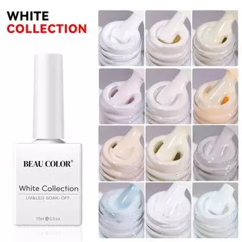 BEAU COLOR 15 мл 12 цветов Молочно-белая коллекция УФ/LED гель-лак для ногтей Soak Off Varnish Гель-лак для ногтей для домашнего маникюра и маникюрного салона