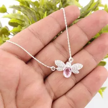 Beautiful Morganite Gemstone 925 Sterling Silver Jewelry Zircon Pendant 0.50 CZP-12-11