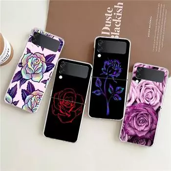 Beautiful Rose Flower Clear Phone Case For Samsung Galaxy Z Flip 4 Case Thin High Hard PC Shell on For Galaxy Z Flip 3 5G Cover Galaxy Z Flip