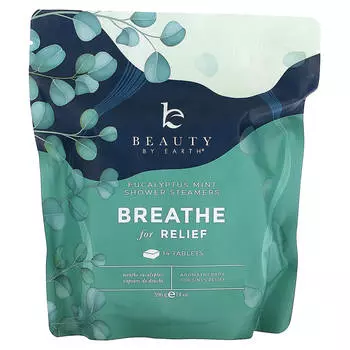 Beauty By Earth, паровой ингалятор для душа Breathe for Relief, эвкалипт и мята, 14 таблеток
