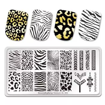 BeautyBigBang Tiger Zebra Леопардовый принт пластины для штамповки ногтей текстура животного изображение трафарет шаблон для дизайна ногтей маникюрные инструменты
