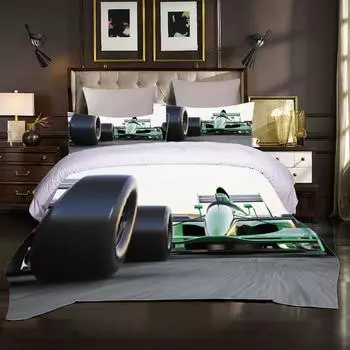 Bed Linen Set 200X220 Racing Car 3D Duvet Cover, 3Pcs Bedroom Decoration Bedding Single Double King Teen Children Adult Room W90xL190cm