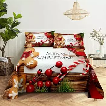 Bedding Sets Christmas Gift Print Bed Sheet Fashion Design Double Flat Sheet Boys Girls Bed Sheet Set Bed Sheets and Pillowcases 150X230cm(2Pcs)