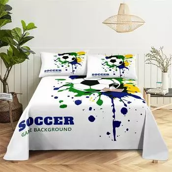 Bedding Sets Competitive Sports Bed Sheet Fashion Design Double Flat Sheet Boys Girls Bed Sheet Set Bed Sheets and Pillowcases 150X230cm(2Pcs)