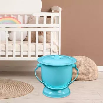 Bedside Urinal Potty Pot Household Portable Toilet, Spittoon with Lid for Adults синий