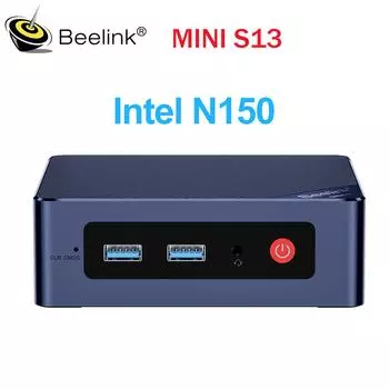 Beelink Mini S13 Мини-ПК 13-го поколения Twin Lake N150 16 ГБ 500 ГБ Мини-настольный компьютер с двумя экранами Поддержка WiFi 6 BT5.2 1000M LAN 16GB500GB темно-синий